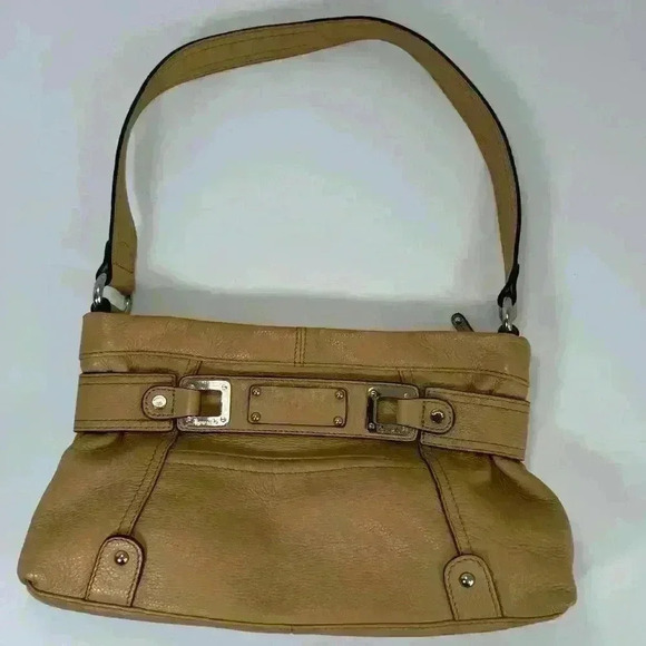 Tignanello Shoulder Bag Purse Handbag Genuine Leather Tan Brown - Picture 2 of 16